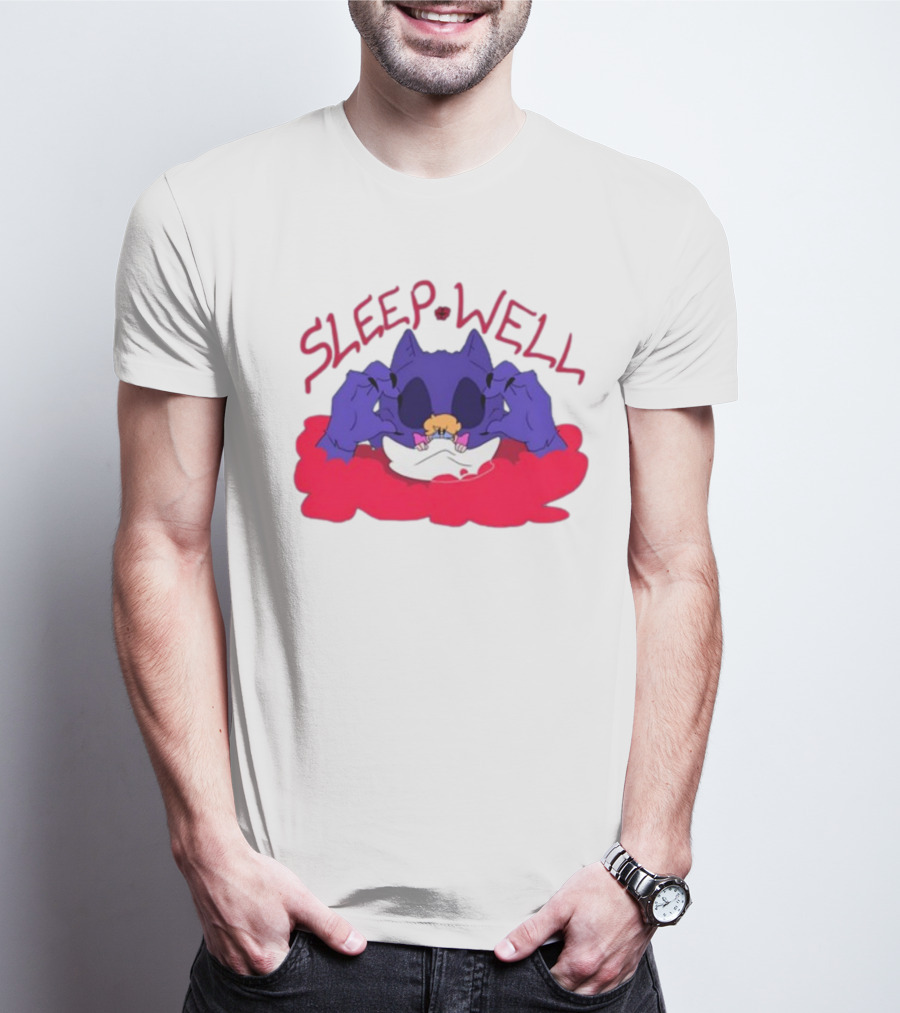 Sleep Well Monster Cartoon Creature Holding Tiny Figure T-Shirt