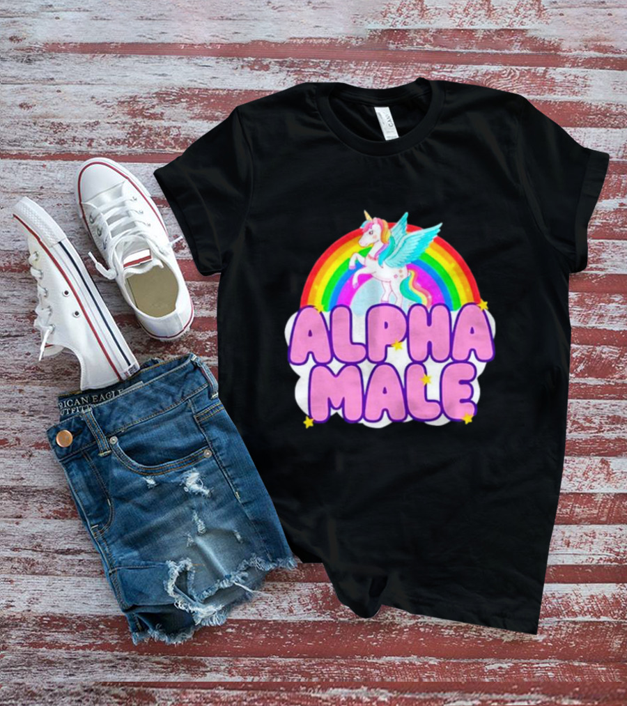 Alpha Male Unicorn Rainbow Cloud T-Shirt