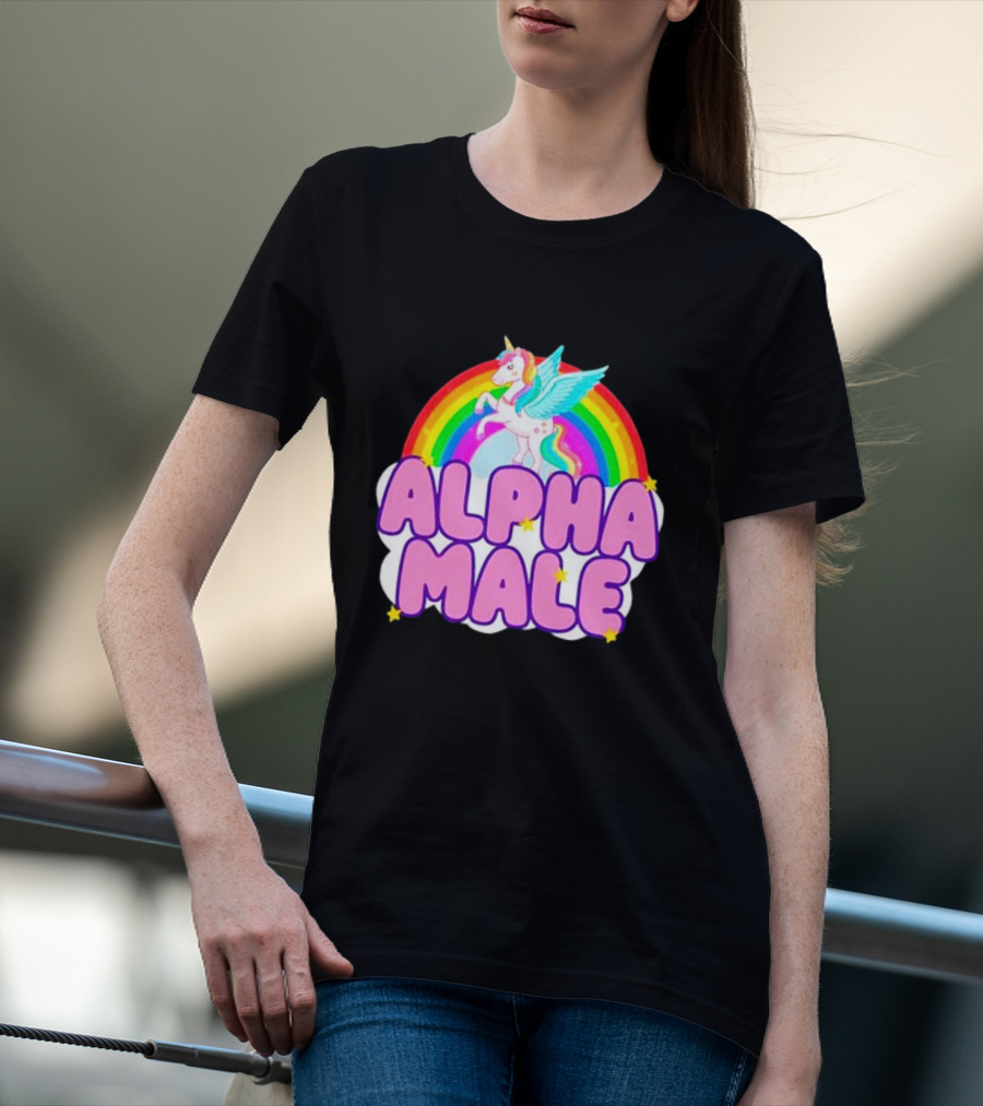 Alpha Male Unicorn Rainbow Cloud T-Shirt