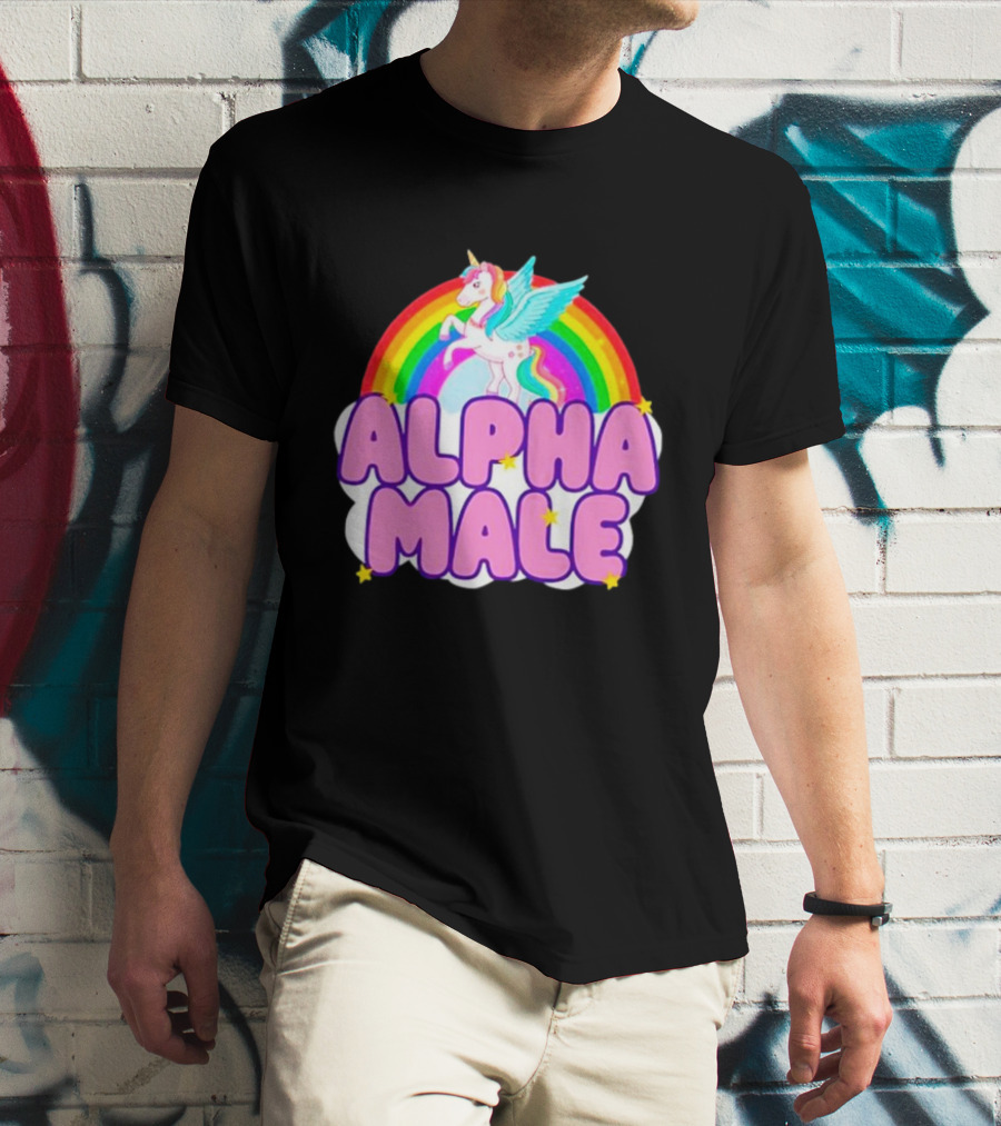 Alpha Male Unicorn Rainbow Cloud T-Shirt