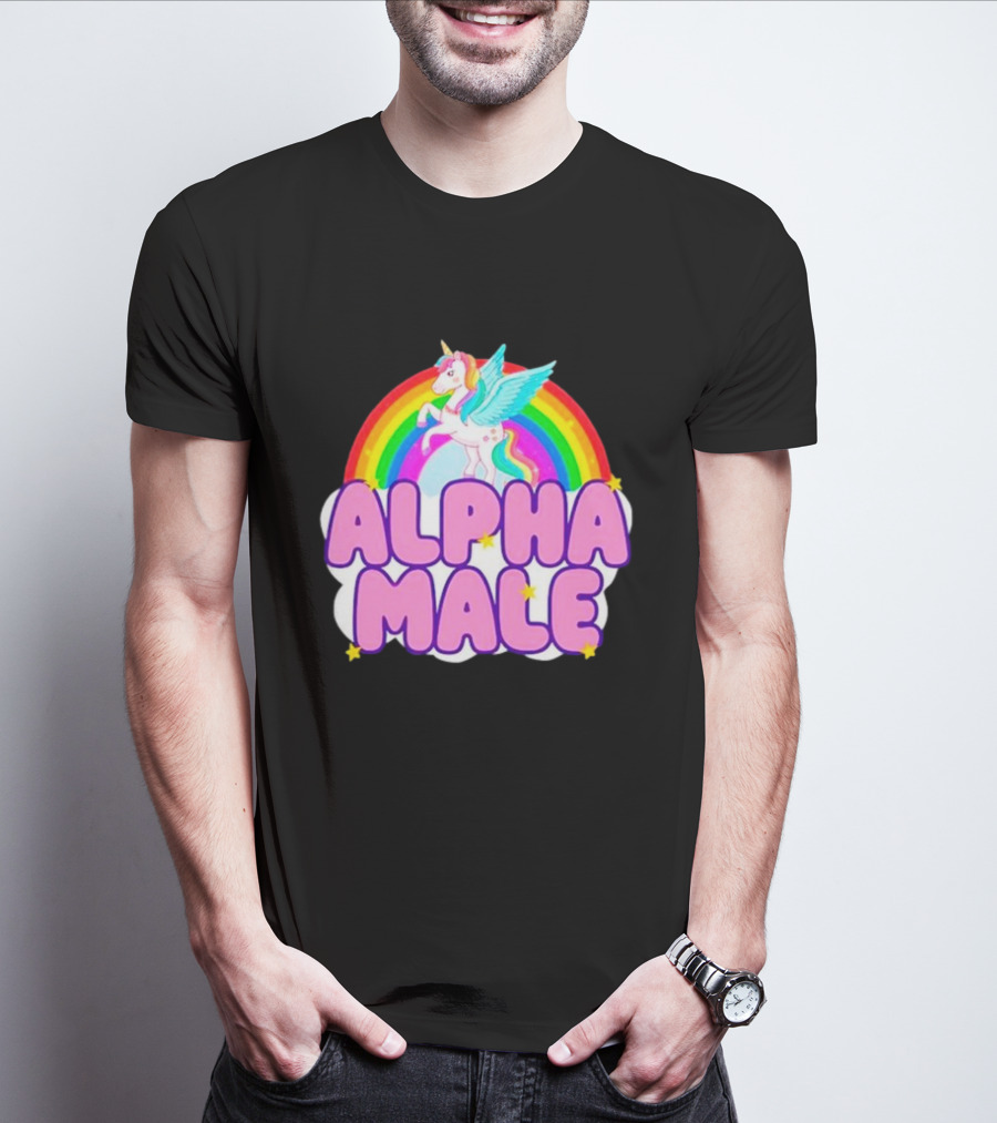 Alpha Male Unicorn Rainbow Cloud T-Shirt