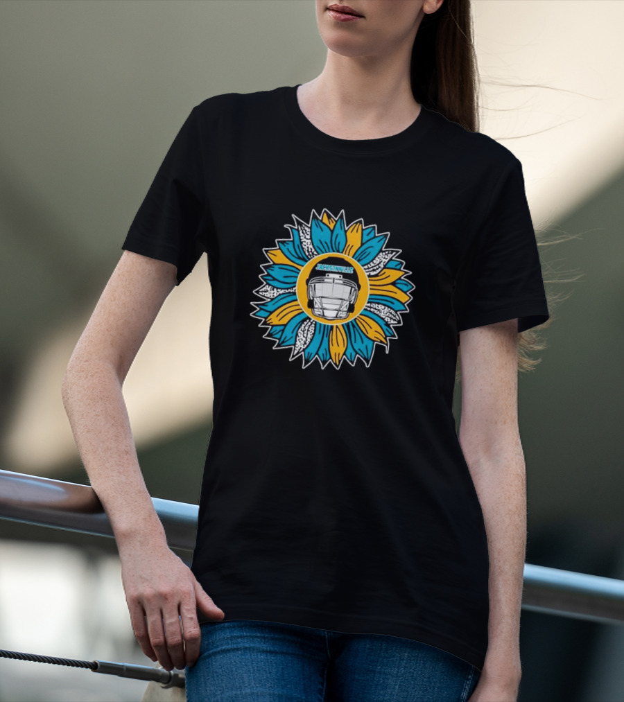 Jacksonville Jaguars Football Helmet Sunflower T-Shirt