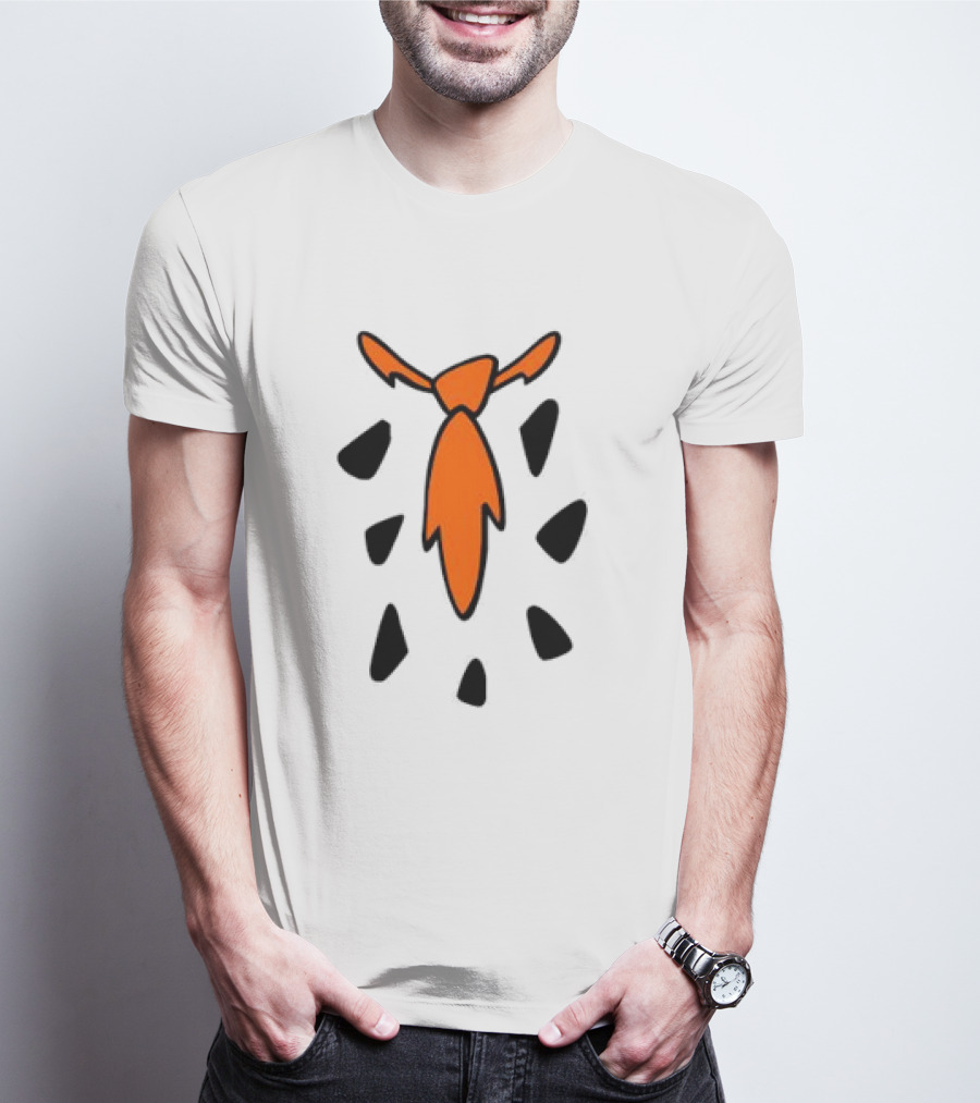 Fred Flintstone Costume Tie With Orange And Black T-Shirt