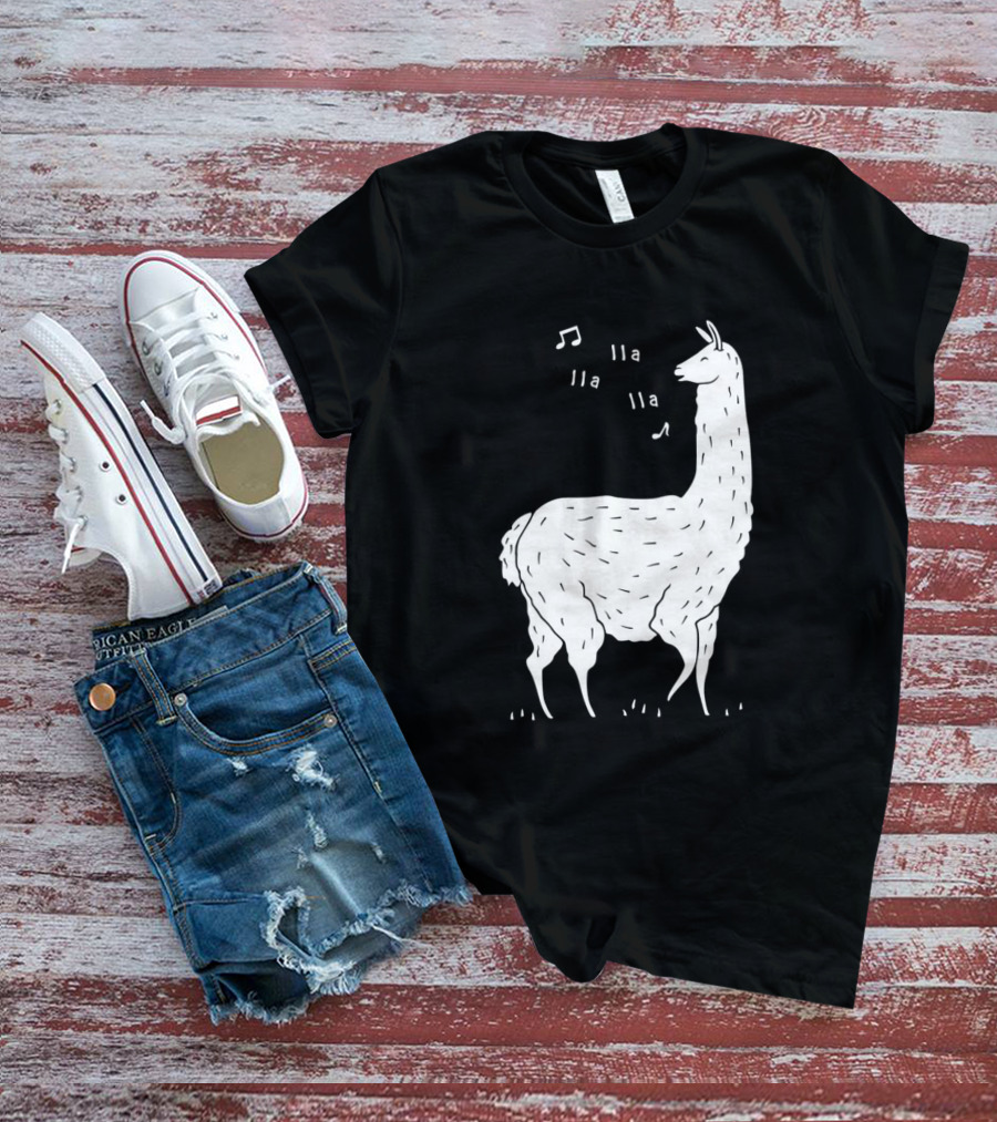 LLAMAS AND MUSICAL NOTES LLA LLA SONG OF THE LLAMA T-Shirt