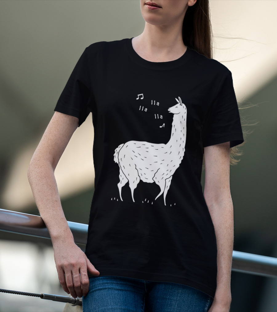 LLAMAS AND MUSICAL NOTES LLA LLA SONG OF THE LLAMA T-Shirt