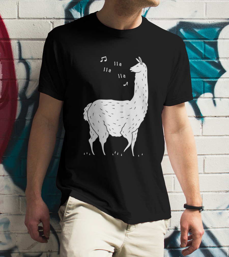 LLAMAS AND MUSICAL NOTES LLA LLA SONG OF THE LLAMA T-Shirt