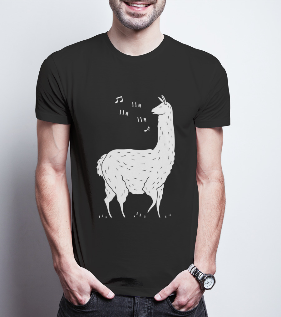LLAMAS AND MUSICAL NOTES LLA LLA SONG OF THE LLAMA T-Shirt