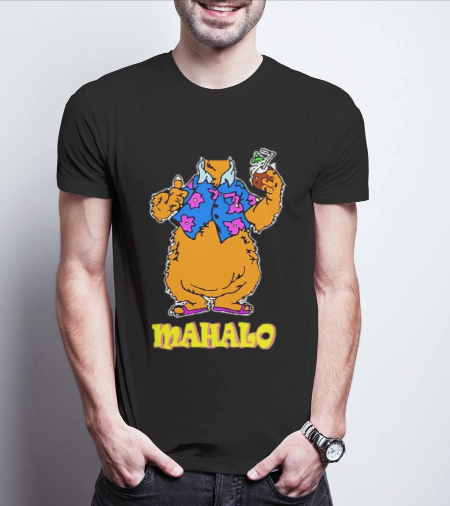Tammy Mahalo Tropical Bear In Hawaiian Shirt With Drink T-Shirt