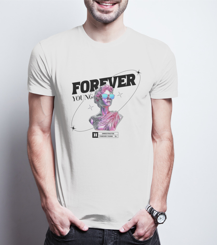 Forever Young Unrestricted Statue With Sunglasses T-Shirt