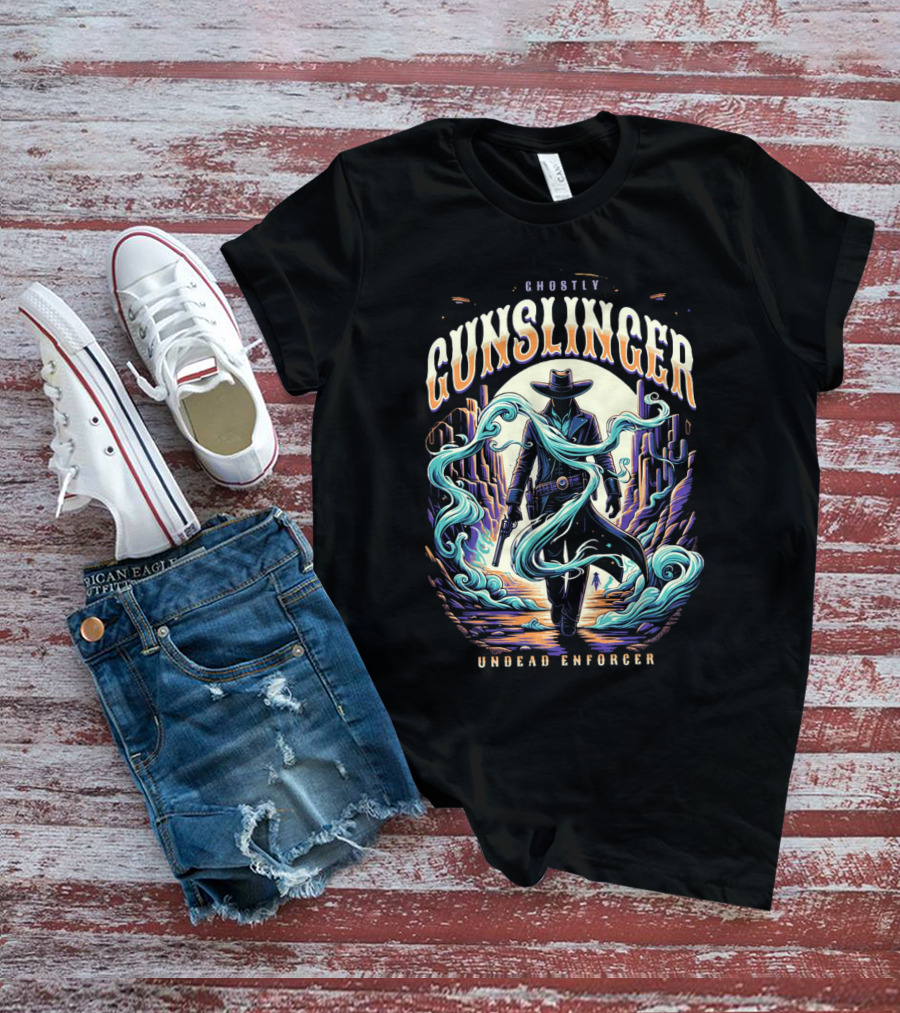 Ghostly Gunslinger Undead Enforcer T-Shirt
