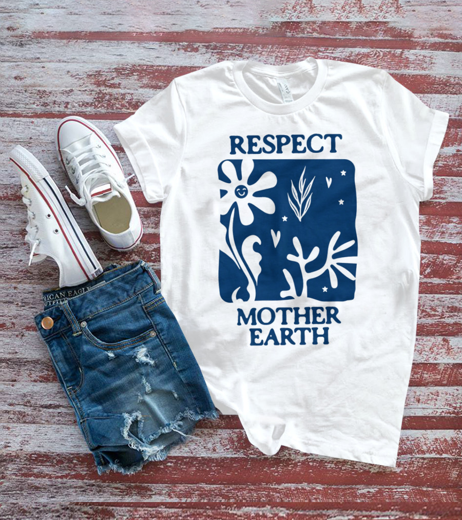 Respect Mother Earth Flower Stars Boho T-Shirt