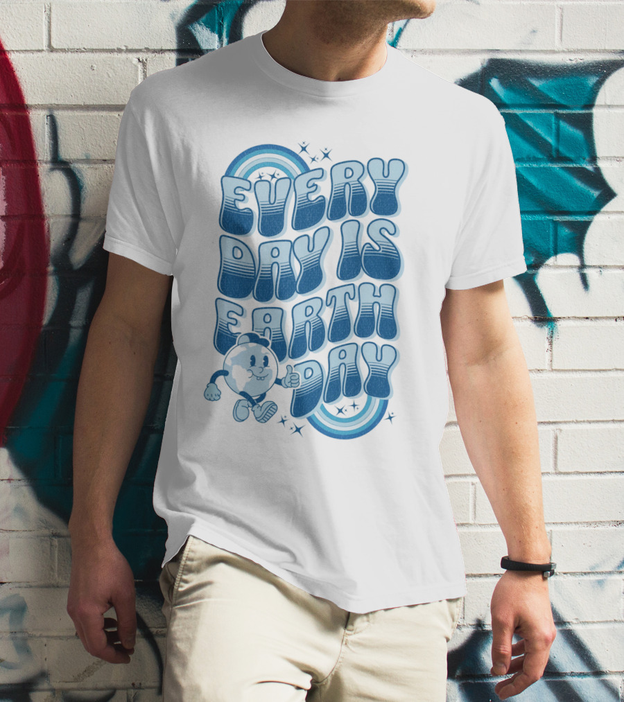 Every Day Is Earth Day Cartoon Planet T-Shirt