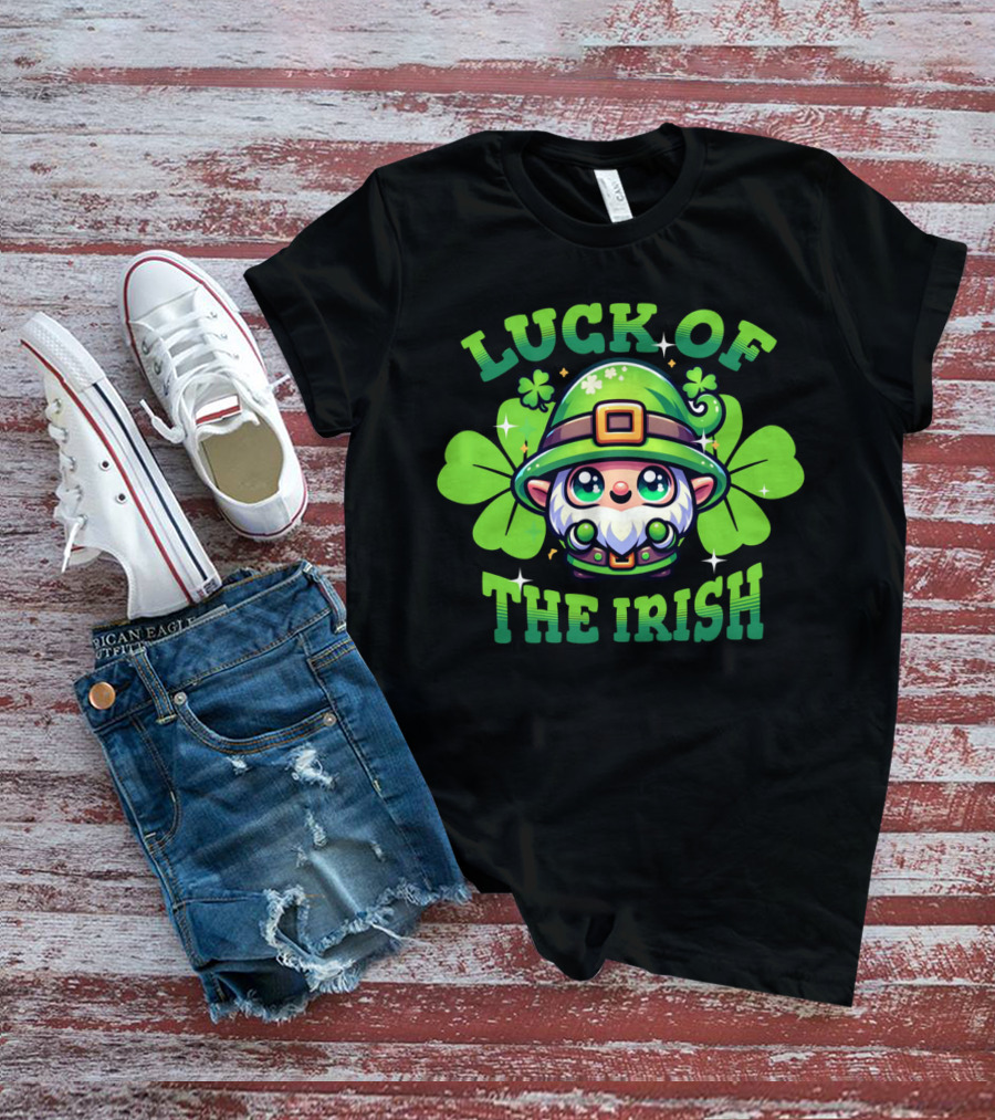 Luck Of The Irish Cute Leprechaun With Shamrocks T-Shirt