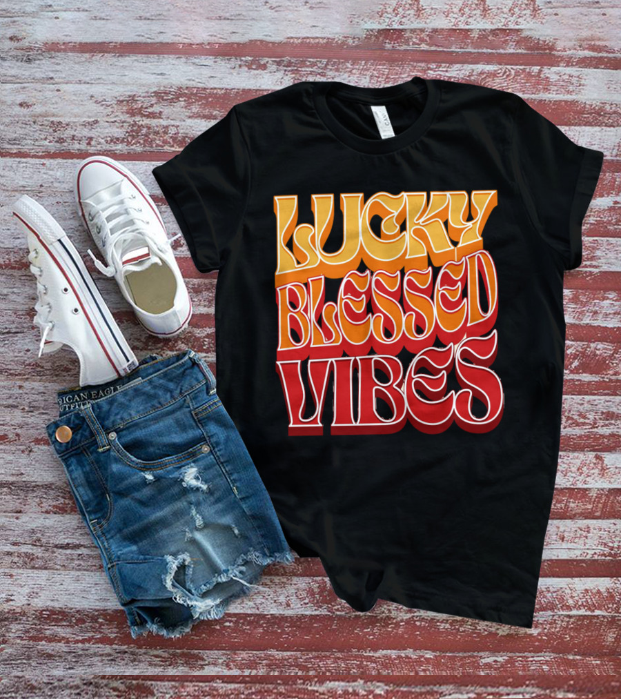 Lucky Blessed Vibes Retro T-Shirt