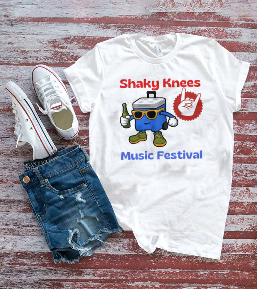 Shaky Knees Music Festival Cooler Character With Sunglasses And Rock Hand T-Shirt
