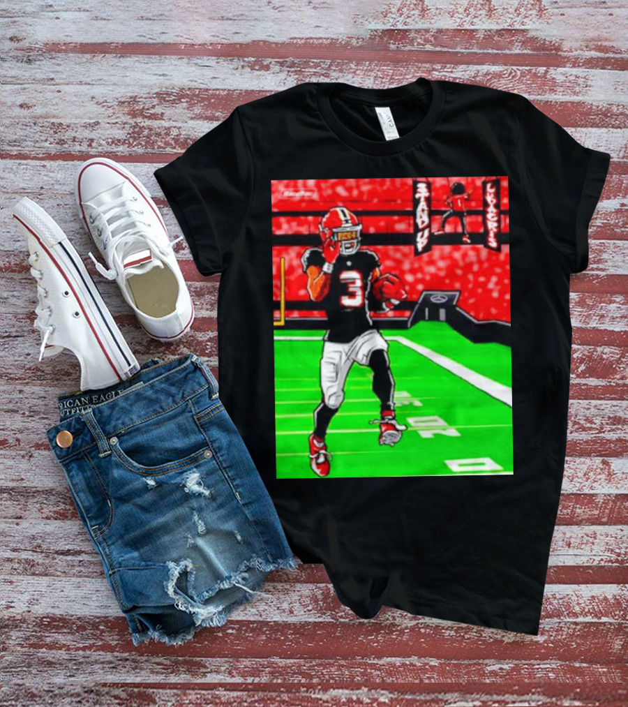 Stand Up Ludacris Football Player Number 3 On Green Field T-Shirt