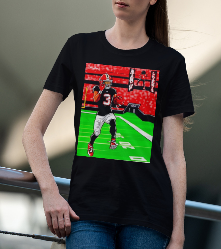 Stand Up Ludacris Football Player Number 3 On Green Field T-Shirt