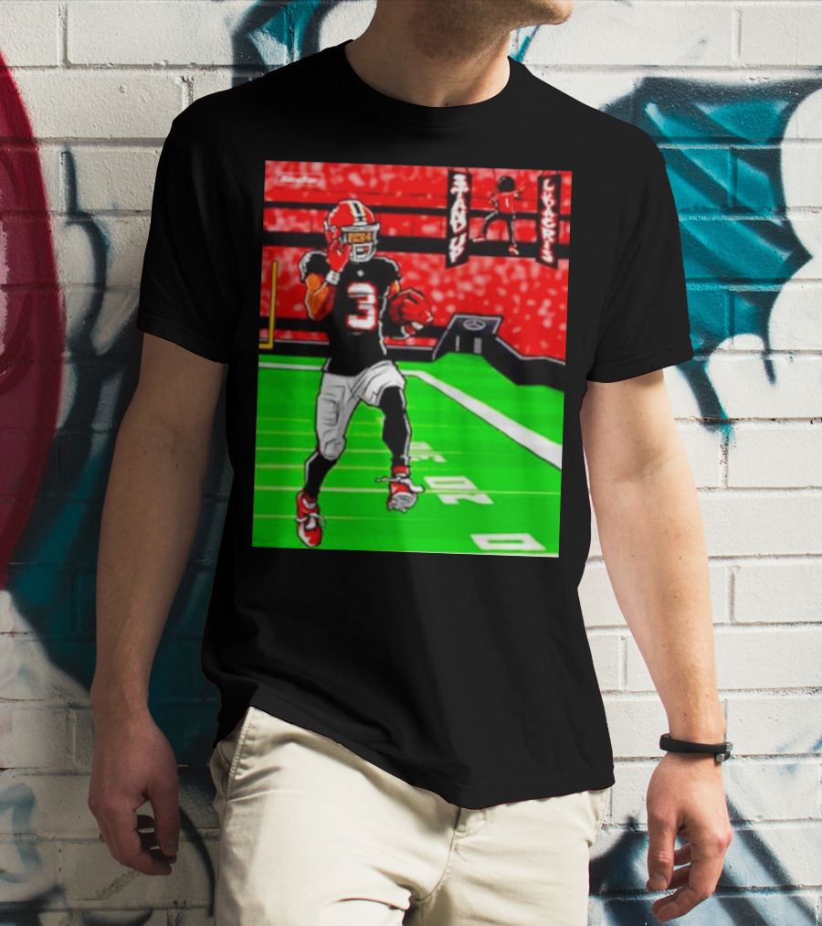 Stand Up Ludacris Football Player Number 3 On Green Field T-Shirt
