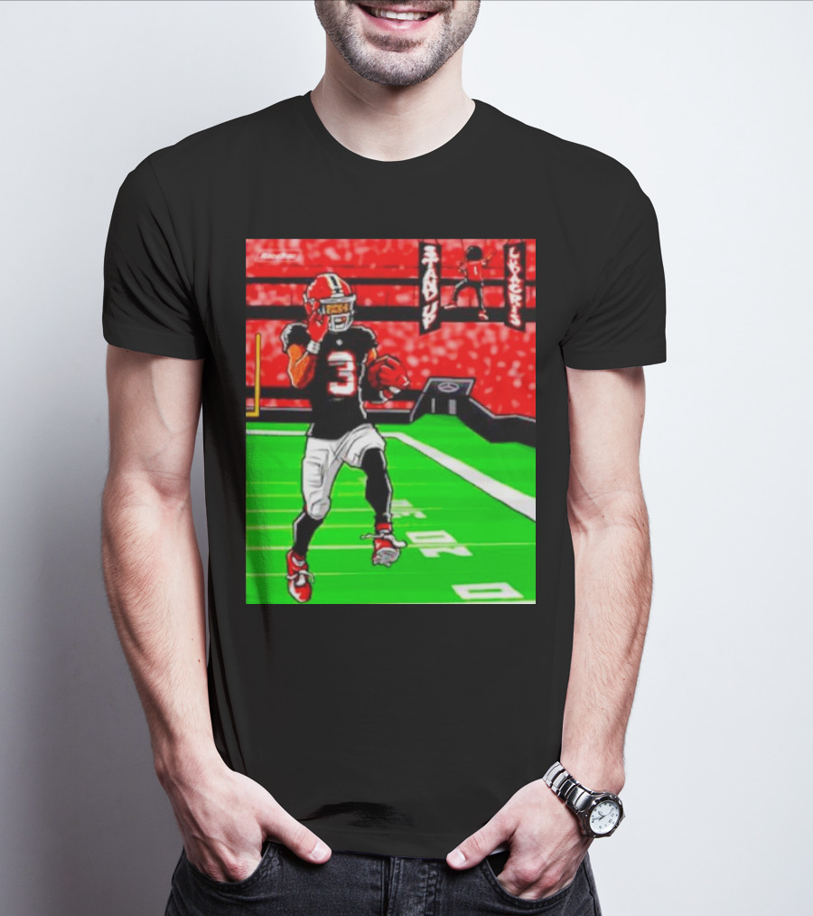 Stand Up Ludacris Football Player Number 3 On Green Field T-Shirt