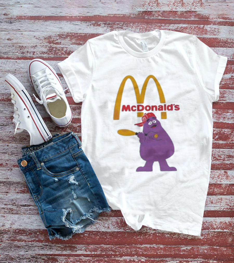Grimace McDonald's Baseball Cap And Bat T-Shirt