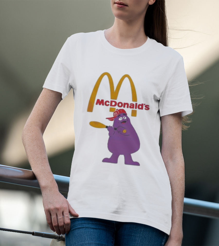 Grimace McDonald's Baseball Cap And Bat T-Shirt