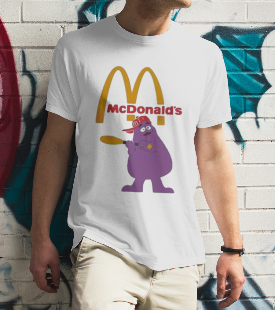 Grimace McDonald's Baseball Cap And Bat T-Shirt