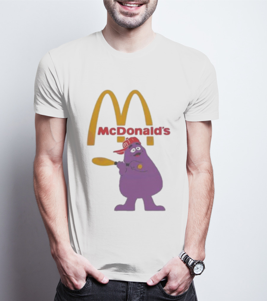 Grimace McDonald's Baseball Cap And Bat T-Shirt
