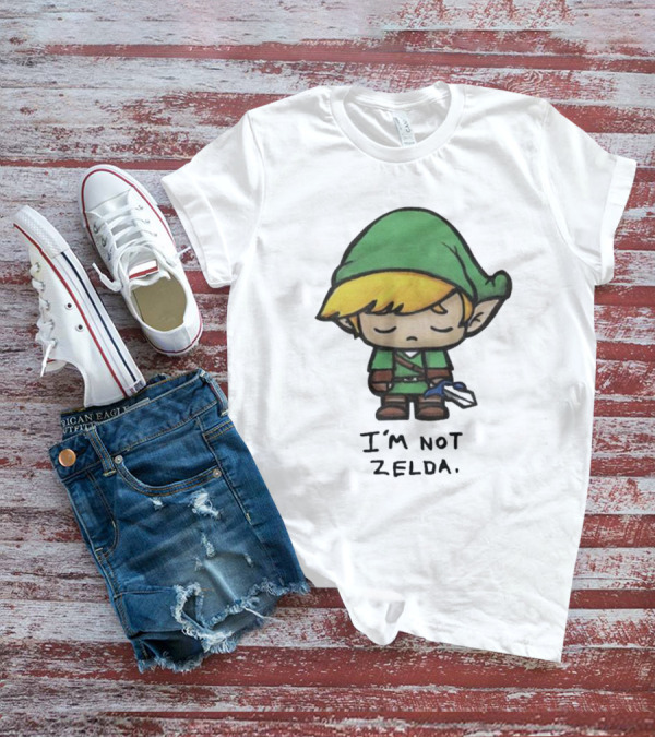 I'm Not Zelda Sad Cartoon Character In Green T-Shirt