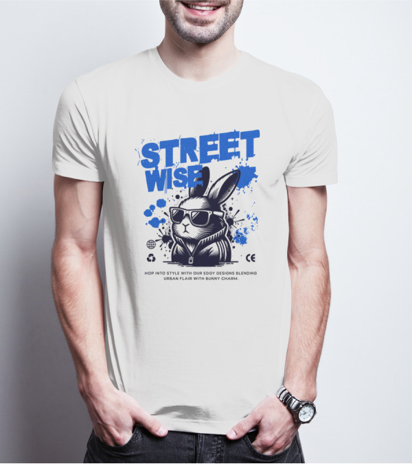 STREET WISE Urban Flair Bunny Charm Hip Hop T-Shirt