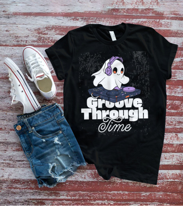 Groove Through Time Ghost DJ On Turntable T-Shirt