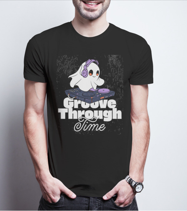 Groove Through Time Ghost DJ On Turntable T-Shirt