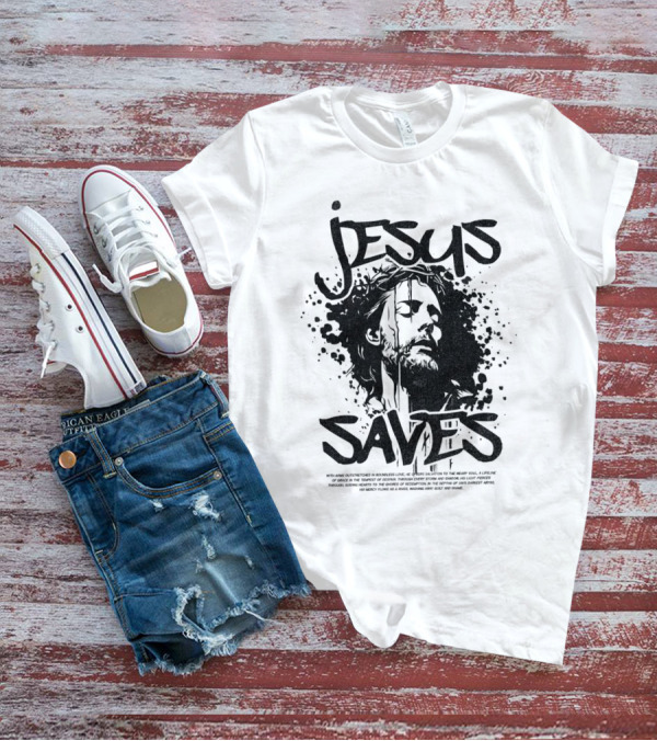 Jesus Saves Portrait With Crown Of Thorns T-Shirt