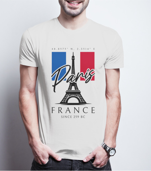 Paris France Eiffel Coordinates Since 259 BC T-Shirt