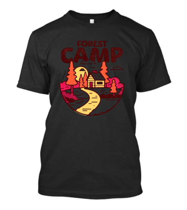 Forest Camp Cabin Path Sunset T-Shirt