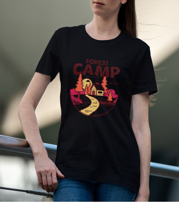 Forest Camp Cabin Path Sunset T-Shirt