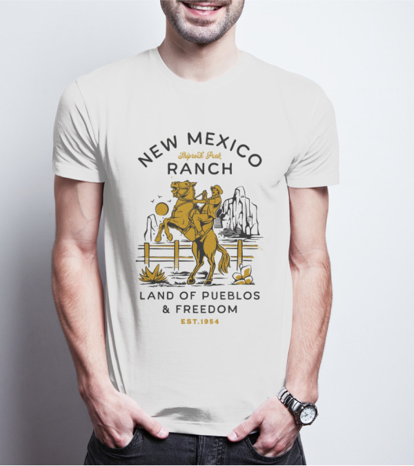 New Mexico Ranch Shiprock Peak Land Of Pueblos And Freedom Est. 1954 T-Shirt