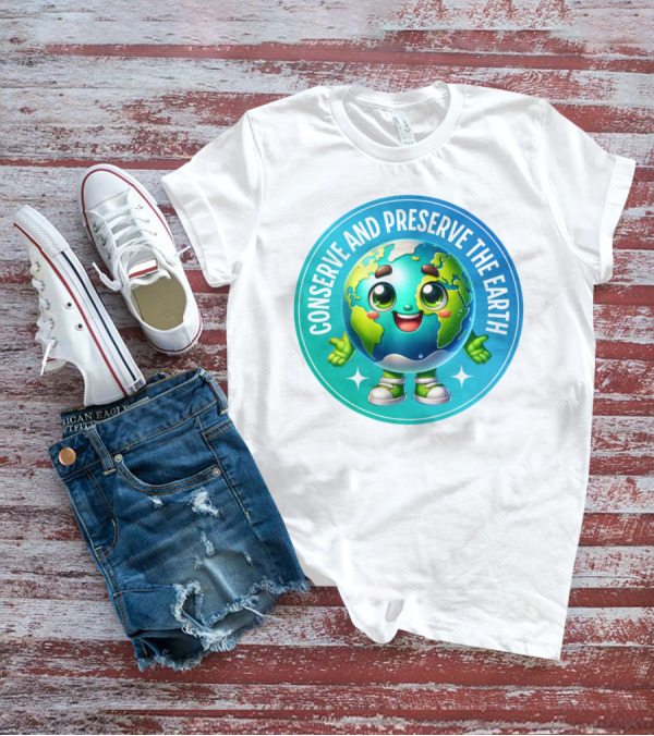 Conserve And Preserve The Earth Retro Earth Day Celebration Mascot T-Shirt