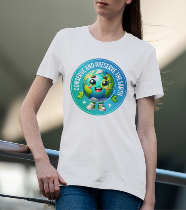 Conserve And Preserve The Earth Retro Earth Day Celebration Mascot T-Shirt