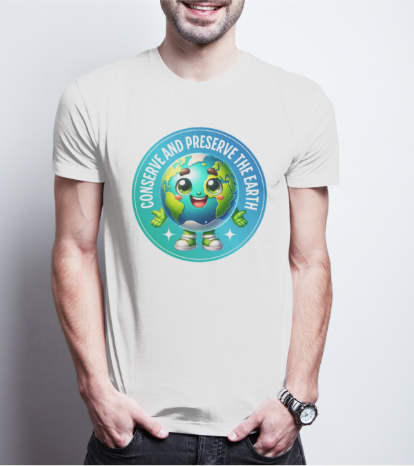 Conserve And Preserve The Earth Retro Earth Day Celebration Mascot T-Shirt