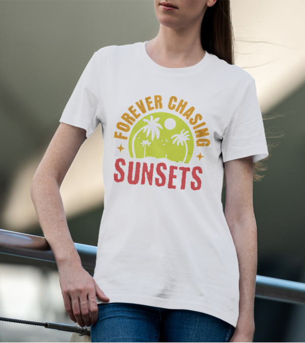 Forever Chasing Sunsets Retro Vintage Summer Vacation T-Shirt
