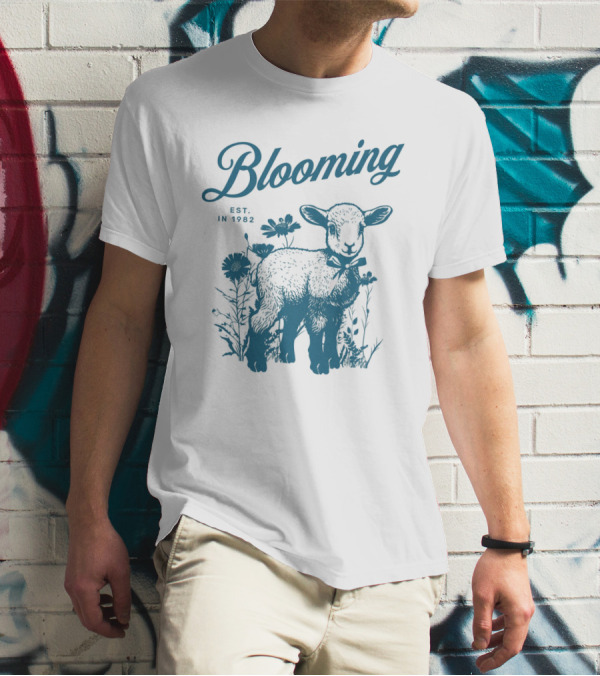 Blooming Vintage Style Est. In 1982 Lamb And Flowers T-Shirt