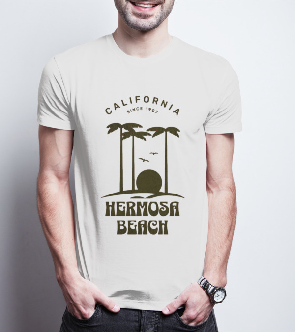 Hermosa Beach California Since 1907 Palm Trees Sunset T-Shirt