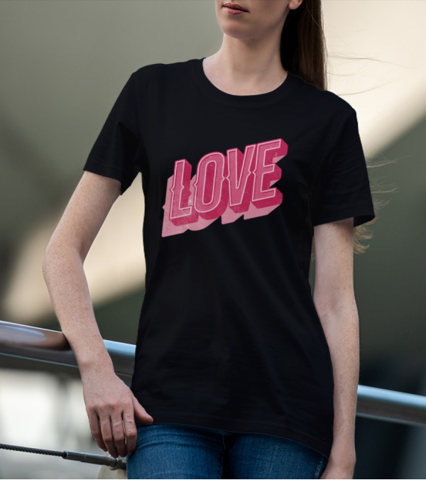 Retro Love Lettering Typography Valentines Day T-Shirt