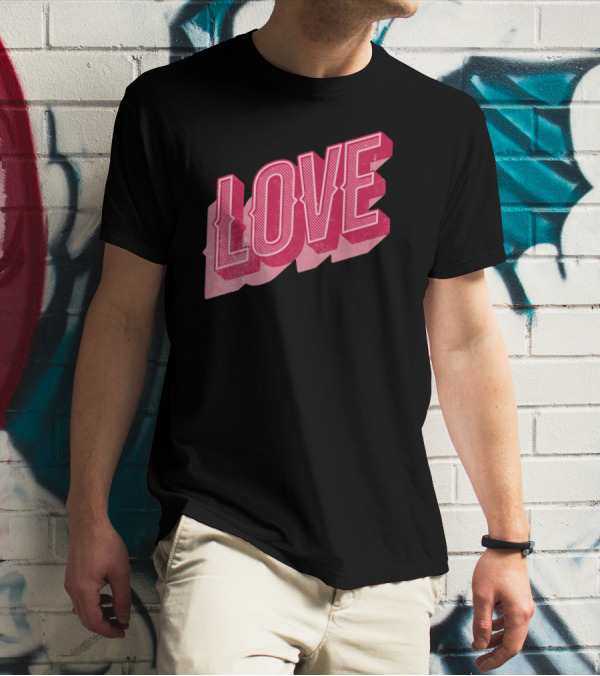 Retro Love Lettering Typography Valentines Day T-Shirt