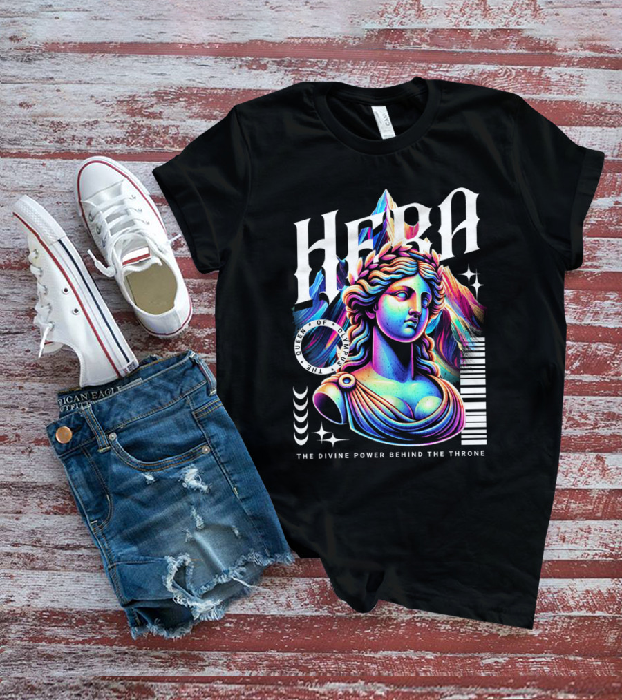 Hera Queen Of Olympus Neon Y2K The Divine Power Behind The Throne T-Shirt