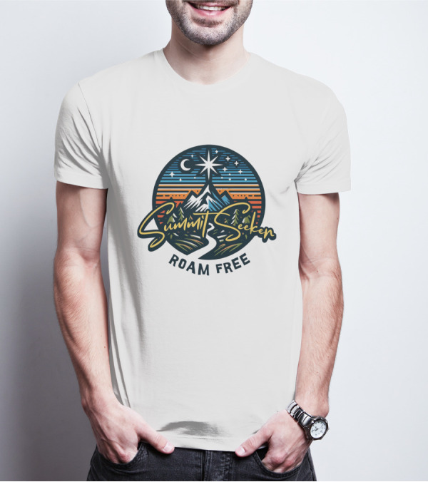 Summit Seeker Roam Free Mountain Adventure Night Sky T-Shirt