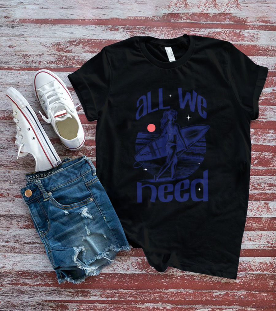 All We Need Surfer Moonlit Beach Vintage T-Shirt
