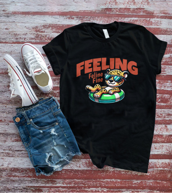 Feeling Feline Fine Leopard With Sunglasses On Pool Float T-Shirt