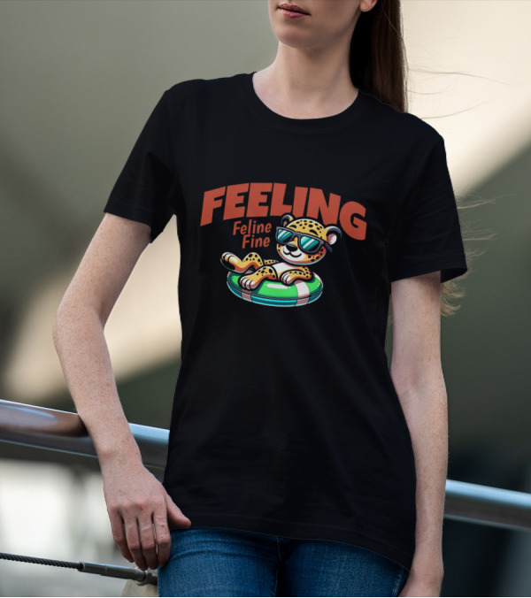 Feeling Feline Fine Leopard With Sunglasses On Pool Float T-Shirt