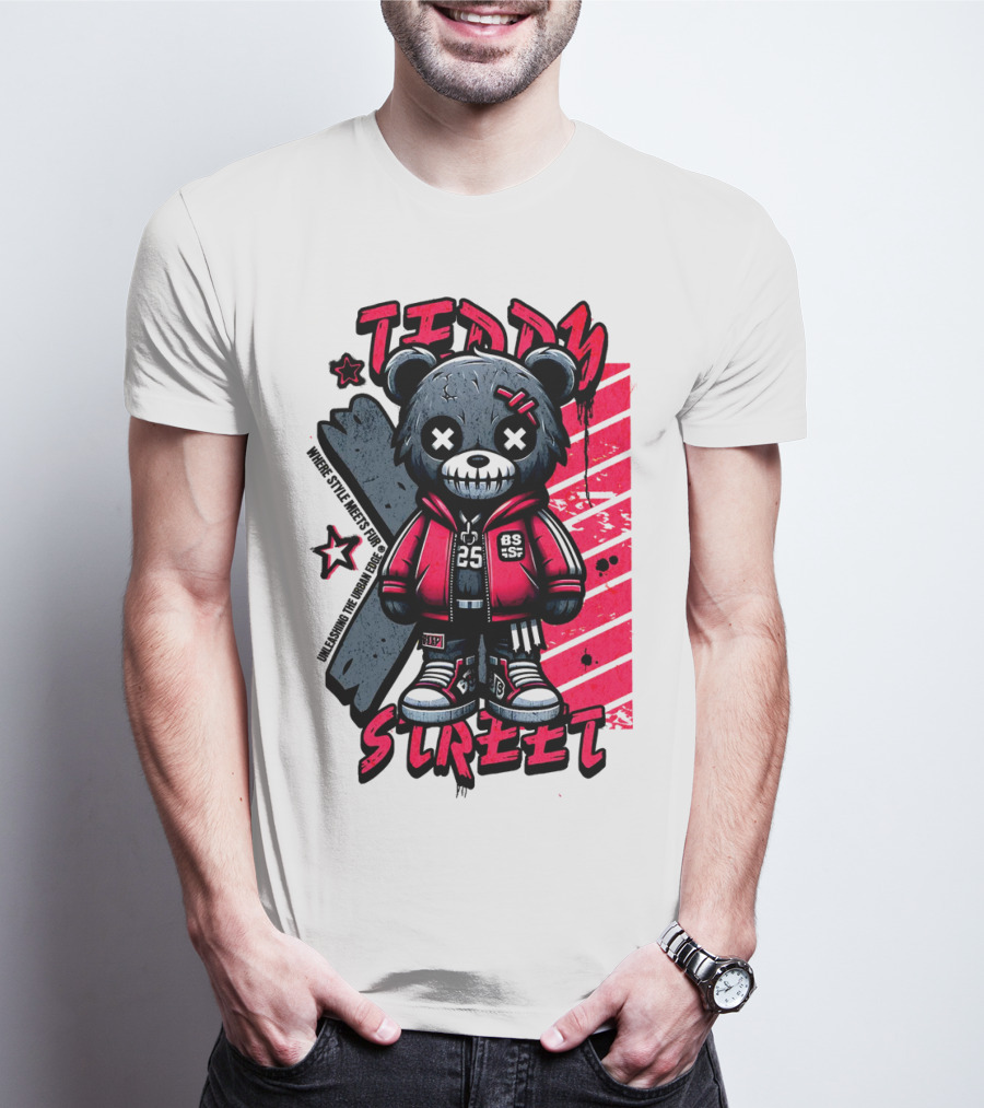 Teddy Street 85 Haunted Teddy Bea With Grunge Style Elements T-Shirt